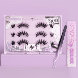 Psycho Super Pre-Glued Half Strip Lash Starter Kit - Unicorn Cosmetics
