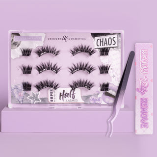 Chaos Super Pre-Glued Half Strip Lash Starter Kit - Unicorn Cosmetics
