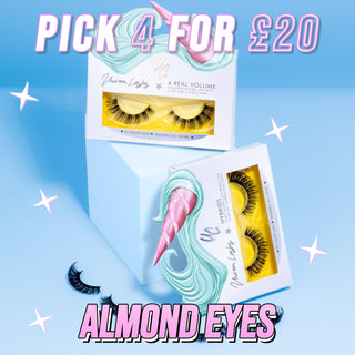 Pick 4 Lashes - Almond - Unicorn Cosmetics